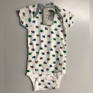 Onesies White Baby Bodysuit with Colorful Trucks